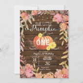Floral Little Pumpkin Wood Herfst 1e verjaardag Kaart (Voorkant)