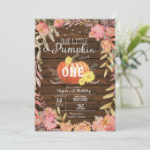 Floral Little Pumpkin Wood Herfst 1e verjaardag Kaart (Staand voorkant)