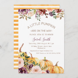 Floral Little Pumpkins Baby shower Kaart