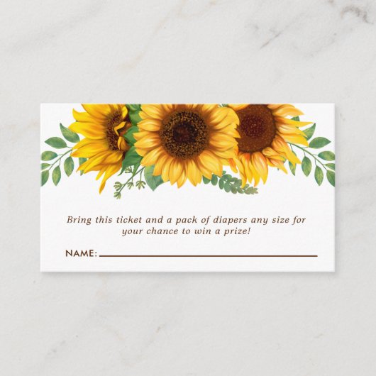 Floral Little Sunflower Baby shower Diaper Raffle Informatiekaartje (Voorkant)