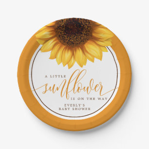 Floral Little Sunflower on Way Baby shower Papieren Bordje