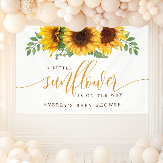 Floral Little Sunflower on Way Baby shower Spandoek