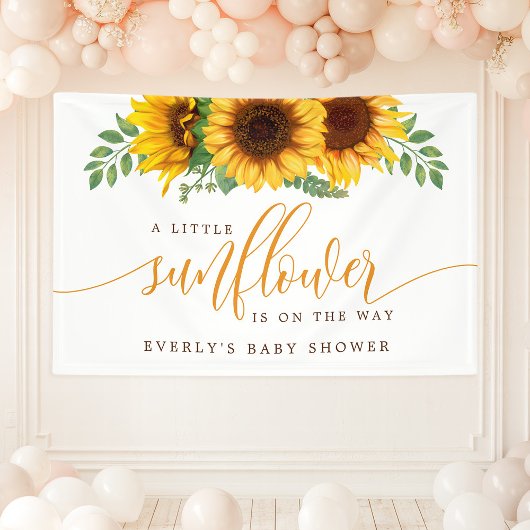 Floral Little Sunflower on Way Baby shower Spandoek