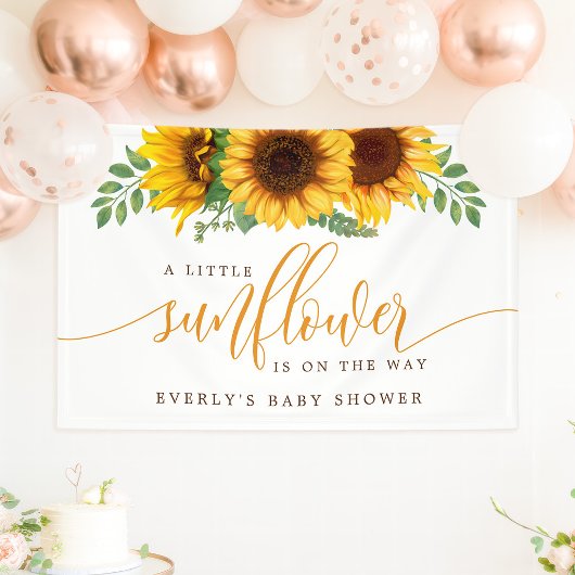Floral Little Sunflower on Way Baby shower Spandoek