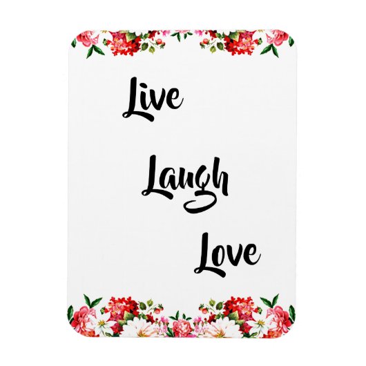 Floral "Live, Laugh, Love" Elegant Magneet (Verticaal)