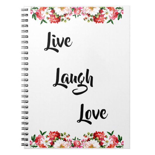 Floral "Live, Laugh, Love" Elegant Notitieboek (Voorkant)