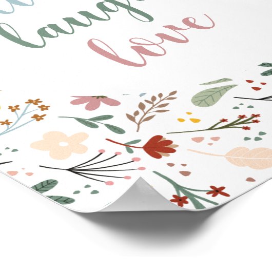 Floral Live Laugh Love Poster (Hoek)