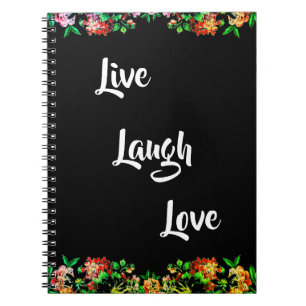 Floral "Live, Laugh, Love" Rustic Notitieboek