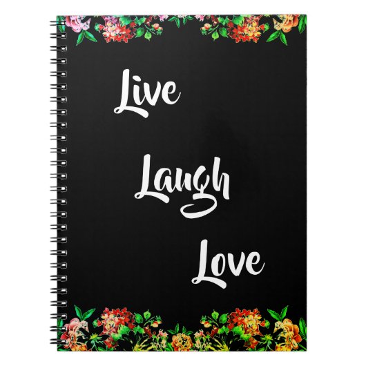 Floral "Live, Laugh, Love" Rustic Notitieboek (Voorkant)