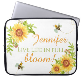 Floral Live Life in full-bloom persoonlijke laptop Sleeve