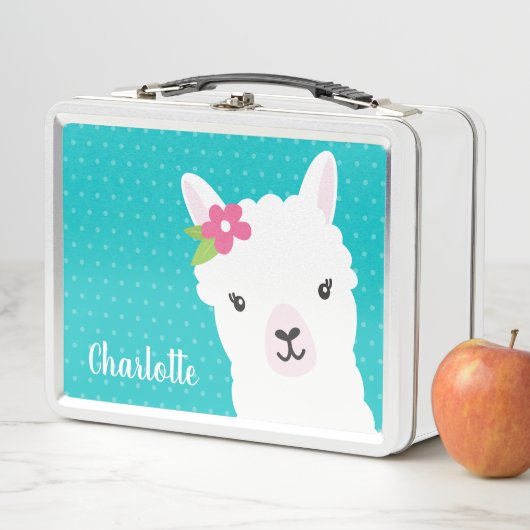 Floral Llama Alpaca Blauwgroen , gepersonaliseerd  (In situ)