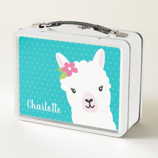 Floral Llama Alpaca Blauwgroen , gepersonaliseerd  (Achterkant)