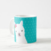 Floral Llama Alpaca Blauwgroen gepersonaliseerd Koffiemok (Voorkant links)