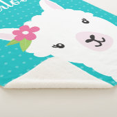 Floral Llama Alpaca Blauwgroen , gepersonaliseerd  Sherpa Deken (3/4)