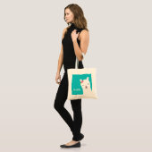 Floral Llama Alpaca Blauwgroen gepersonaliseerd Tote Bag (Voorkant (model))