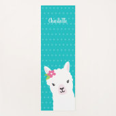 Floral Llama Alpaca Blauwgroen gepersonaliseerde n Yogamat (Voorkant)
