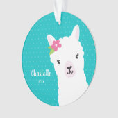 Floral Llama Alpaca Blauwgroen kerstfeest Ornament (voorkant)