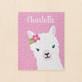 Floral Llama Alpaca Pink Aangepaste Kinderen Legpuzzel
