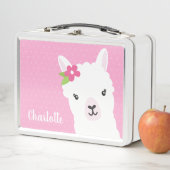 Floral Llama Alpaca roze gepersonaliseerd meisje (In situ)