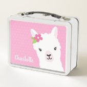 Floral Llama Alpaca roze gepersonaliseerd meisje (Achterkant)