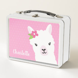 Floral Llama Alpaca roze gepersonaliseerd meisje