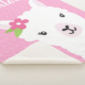 Floral Llama Alpaca roze gepersonaliseerd meisje Sherpa Deken (3/4)