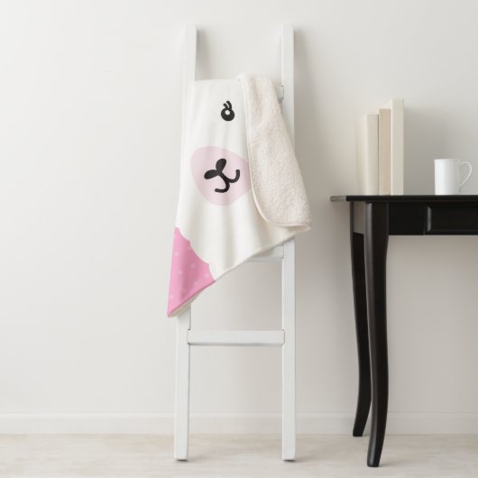 Floral Llama Alpaca roze gepersonaliseerd meisje Sherpa Deken (In situ)