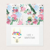 Floral Llama Baby shower Bedankt Visitekaartje (Buitenkant ongevouwen)