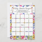 Floral Llama Baby shower Bingo Game Kaart (Voorkant)