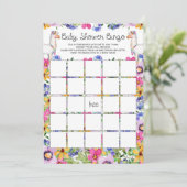 Floral Llama Baby shower Bingo Game Kaart (Staand voorkant)