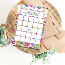 Floral Llama Baby shower Bingo Game Kaart