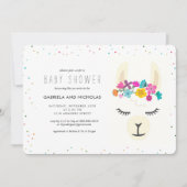 Floral Llama Baby shower Uitnodiging (Voorkant)