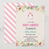 Floral llama baby shower verjaardag kaart (Voorkant / Achterkant)