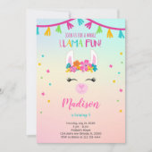Floral Llama Birthday Uitnodiging (Voorkant)