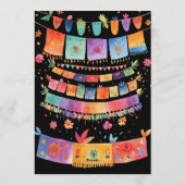 Floral Llama Cactus Mexican Fiesta Kids Birthday Kaart (Achterkant)
