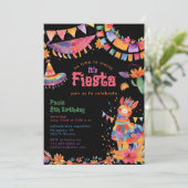 Floral Llama Cactus Mexican Fiesta Kids Birthday Kaart (Staand voorkant)