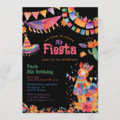 Floral Llama Cactus Mexican Fiesta Kids Birthday Kaart (Voorkant)