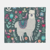 Floral Llama: handgetekende Doodles Fleece Deken (Voorkant (Horizontaal))
