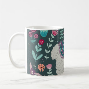 Floral Llama: handgetekende Doodles Koffiemok