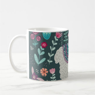Floral Llama: handgetekende Doodles Koffiemok