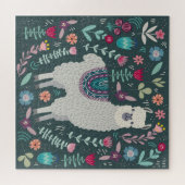 Floral Llama: handgetekende Doodles Legpuzzel (Horizontaal)