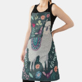 Floral Llama: handgetekende Doodles Schort (Insitu)