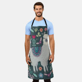 Floral Llama: handgetekende Doodles Schort (Gedragen)