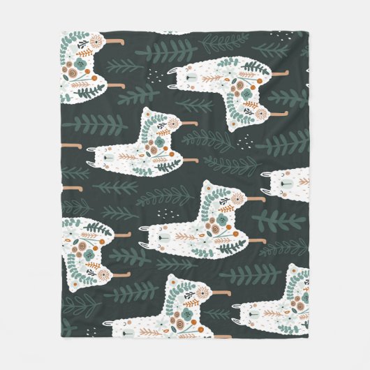 Floral Llamas Schattigee  textuur Fleece Deken (Voorkant)