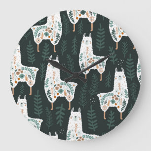 Floral Llamas Schattigee textuur Grote Klok