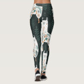Floral Llamas Schattigee  textuur Leggings (Achterkant)