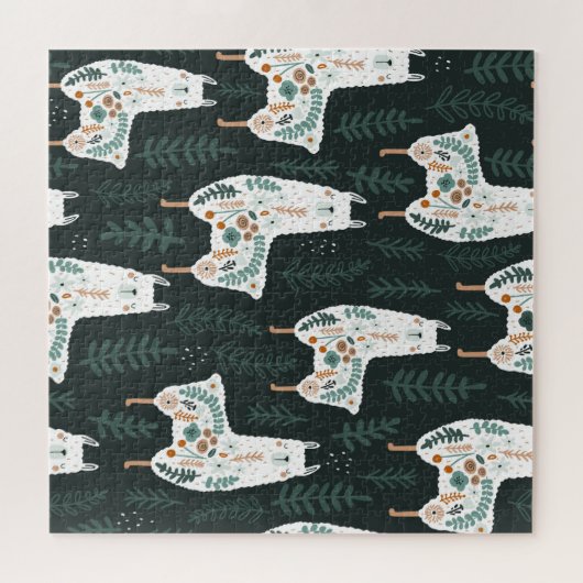 Floral Llamas Schattigee  textuur Legpuzzel (Horizontaal)