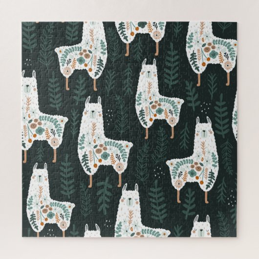 Floral Llamas Schattigee textuur Legpuzzel (Verticaal)