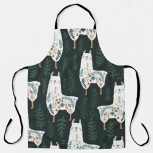 Floral Llamas Schattigee textuur Schort