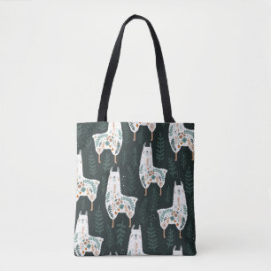 Floral Llamas Schattigee textuur Tote Bag